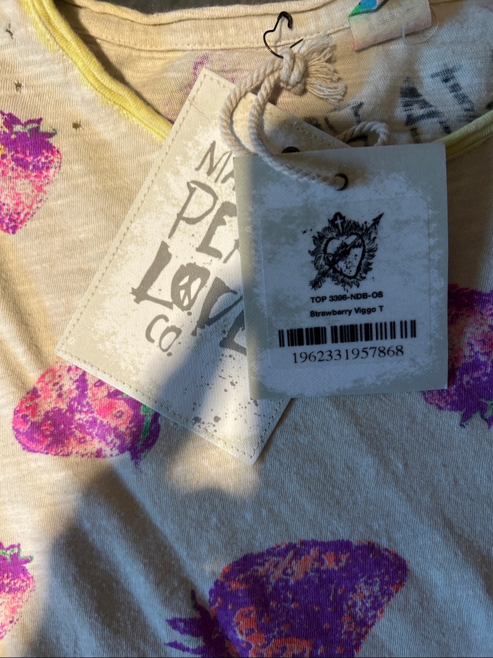 Magnolia Pearl Cream Long Sleeve Tee with Pink/Purple Strawberry Print - Picture 9 of 9